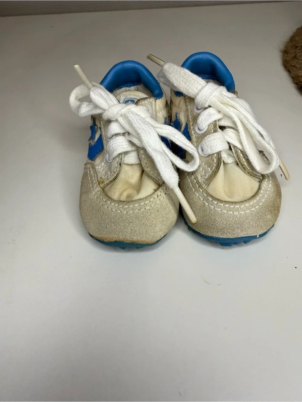 Vintage Converse Infant Baby Sneakers Blue White Suede Korea Size 1 Lace Up